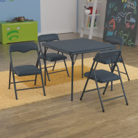 Flash Furniture JB-9-KID-NV-GG Kids Navy 5 Piece Folding Table and Chair Set